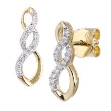 Jewelco London 18ct Yellow Gold Round 10pts Diamond Infinity Drop Earrings - PE0AXL5568Y18