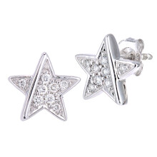 Jewelco London 18ct White Gold Round 12pts Diamond Collar Stripe Star Stud Earrings - PE0AXL5604W18