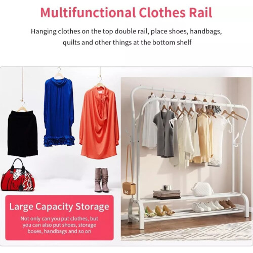 Heavy-Duty Clothes Rail Double Hanging Rack Stand 1