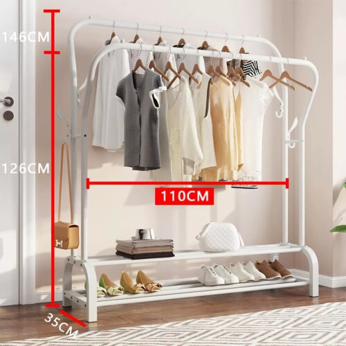 Heavy-Duty Clothes Rail Double Hanging Rack Stand 2