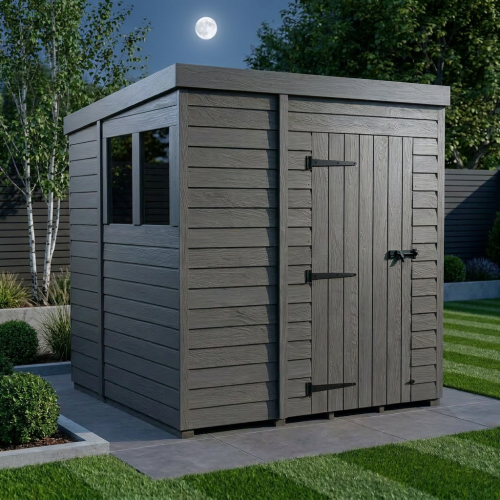 7x7 Pent Composite Shed Tanalised (Single Door, With Windows) 2