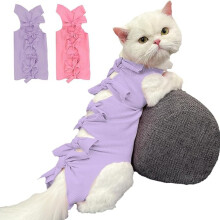 2 Pcs Cat Recovery Suit Soft Post Surgery Onesie, Anti Licking Abdominal Wound Protection, E Collar Alternativ