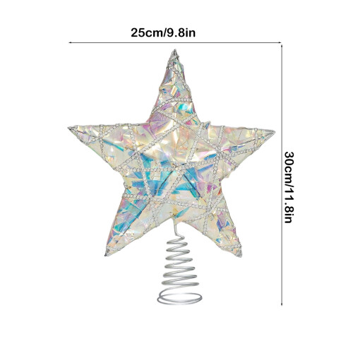 Lighted 5-Pointed Star Tree Topper Warm White LED Metal 2