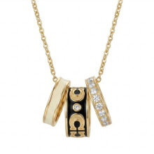Black Enamel Triple Ring Necklace for Women, Elegant Anniversary and Birthday Gift Jewelry Set
