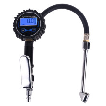 Tire Inflator Pressure Gauge with Dual Head Air Chuck 1/4"