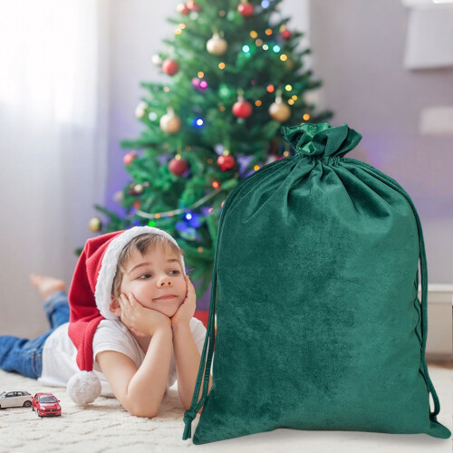 Christmas Ornament Drawstring Bag Green Cloth Storage Bag