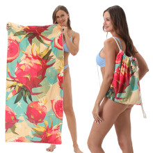 Zaino porta telo mare pieghevole 2 in 1 per estate, yoga e viaggi, telo da bagno stampato con scomparto integrato, C