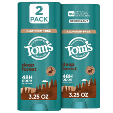 Tom's of Maine Deep Forest Natural Deodorant for Men and Women, Aluminum Free, No Artificial Fragrances, Dyes, or Preservatives, 3.25 oz (2 Pack)