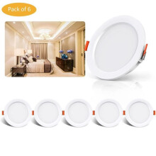 Set di 6 faretti LED da incasso, luce bianca neutra, ultrapiatti, 7W 4000K, sottili, per uso interno.