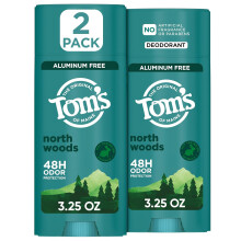 Tom's of Maine North Woods Natural Deodorant for Men and Women, Aluminum Free, No Artificial Fragrances, Dyes, or Preservatives, 3.25 oz (2 Pack)
