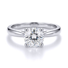 (M) Jewelco London Ladies Solid 9ct White Gold Round Brilliant Cubic Zirconia Wed-fit Solitaire Travel Proposal Ring 1.00CT - JRN594