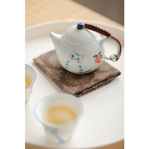 Hand Painted Cat Teapot Ceramic Tea Set 2