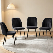 (BLACK, 4pcs) 2/4/6pcs Velvet Dining Chairs Sturdy Metal Legs