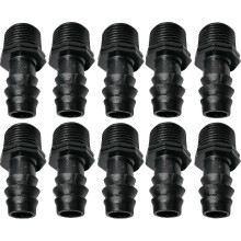 Set van 10 mannelijke slangadapters/connectoren met weerhaken 16 mm x 1/2' druppelslang voor buitengebruik