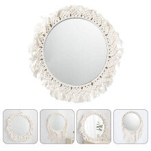 Woven Mirror Bohemian Home Decor Beige Vintage Rustic