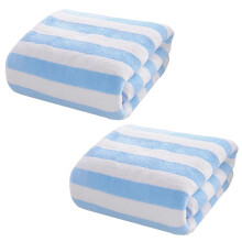 Coral Velvet Hand Towels Striped Blue 2pcs 30x13in