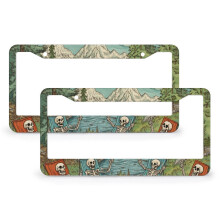 Skull Camping License Plate Frame Stainless Aluminum 2 PCS