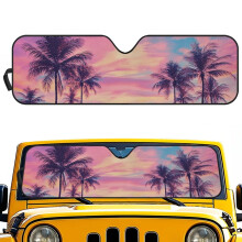 Pink Sunset Palm Trees Windshield Sunshade Mat for Jeep