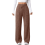 Women's Thermal Brown Joggers with Pockets Tummy Control 1