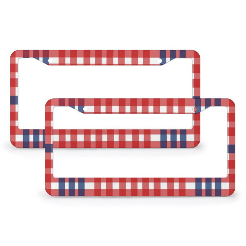 Geometric Patriotic License Plate Frame Aluminum 2 pcs