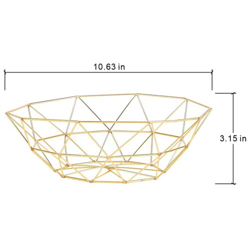3X Metal Wire Fruit Basket Fruit Bowl, Large Round Bread Storage Bowl Stand 1
