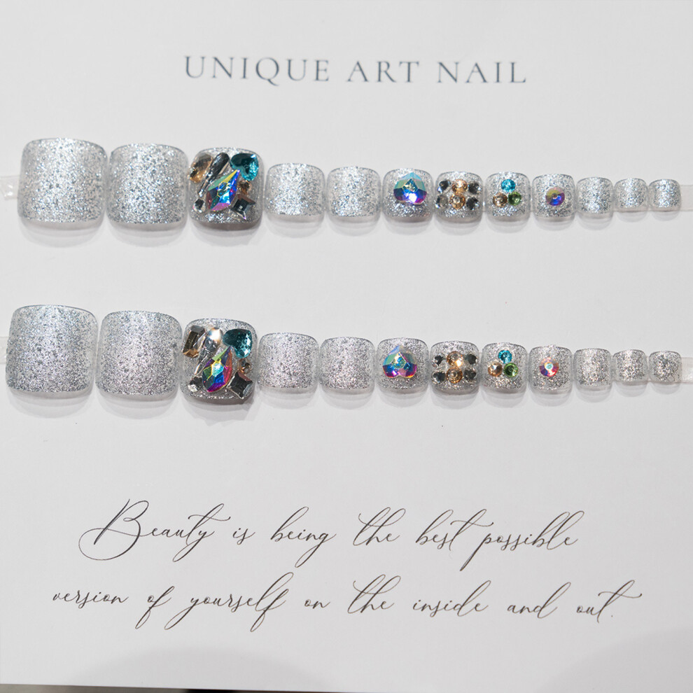 Creation-3C Shiny Rhinestone False Toenails For Women - 50 Char