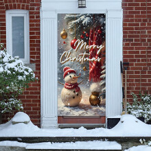 Christmas Door Cover Reindeer Tree Pattern 71x35 inch