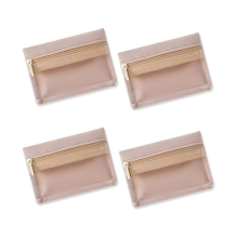 4 Pack Velvet Jewellery Pouches with Zipper, Clear Travel Bags for Business Trips, Storage and Organised Use