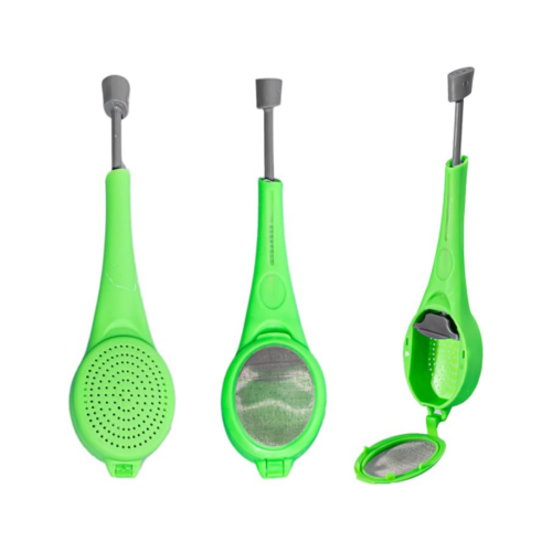 3 Pack Long Handle Tea Infusers Fine Mesh Plastic Strainers with Built-In Plunger, Reusable for Loose Tea and