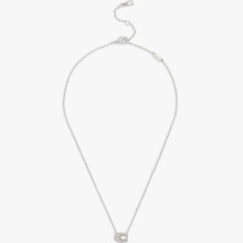 Women’s Pavé Signature C Necklace with Crystal and Rhodium Finish, Elegant Fashion Jewelry