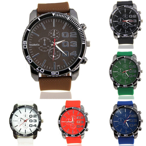 Men's Stainless Steel Dial Silicone Watch Red 1
