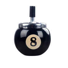 Billiard Ball Ashtray, 10 cm Diameter, Number 8/15, Stainless Steel, Outdoor Windproof Decorative Holder