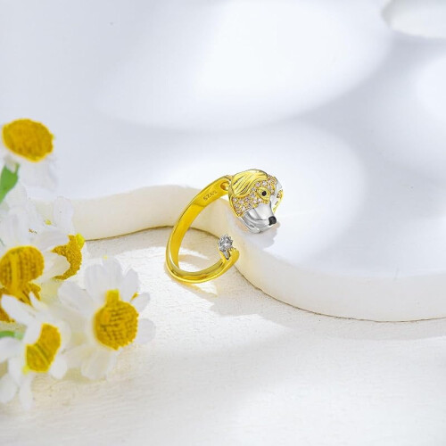 Sterling Silver Dog Ring for Women Adjustable 2
