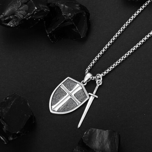 Sterling Silver Knights Templar Cross Pendant Necklace for 2