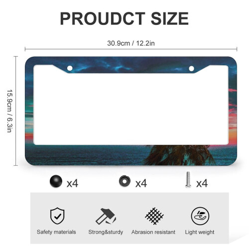 Tropical Palm Tree Beach License Plate Frames Aluminum 2 pcs 2