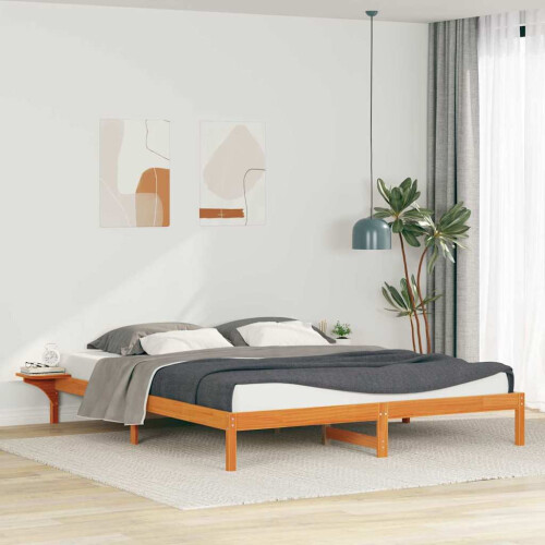 VidaXL vidaXL Bed Frame with Side Tables Wax Brown 200 x 210 cm