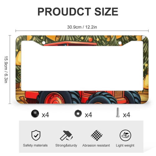 Cartoon Farm Tractor License Plate Frame 2 Pack Aluminum 2