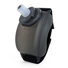 Buidéal Uisce Láimhe 200 ml le haghaidh Rith agus Spóirt Amuigh faoin Aer, Strapa Silicone Dubh Éadrom