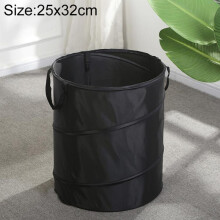 Cubo plegable portátil para camping, mini 25 x 32 cm, negro, para basura y hojas de jardín, uso exterior