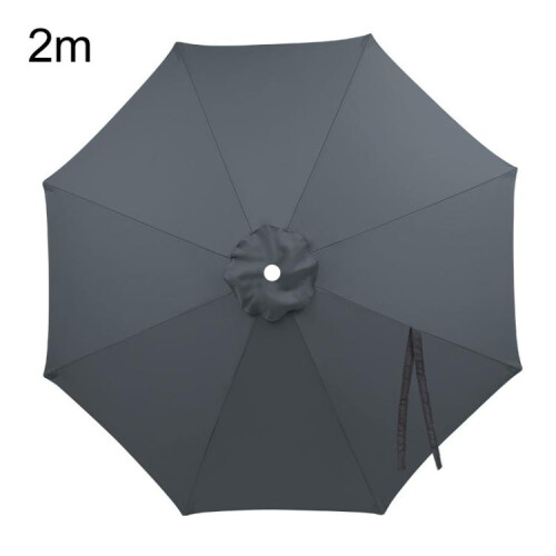 2m 8 Rib Universal Patio Umbrella Replacement Canopy, UV30+ Protective Waterproof Polyester Fabric, Gray