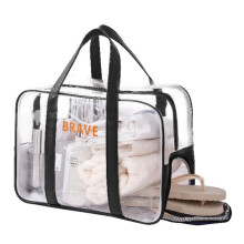 Borsa sportiva capiente e impermeabile nera, organizer da viaggio resistente per nuoto, articoli da toilette e cosmetici