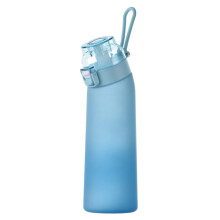 Botella deportiva de Tritan de 700 ml, portátil, con pajita y tapa antifugas, sin BPA, color degradado azul, reutilizable y resistente para gimnasio