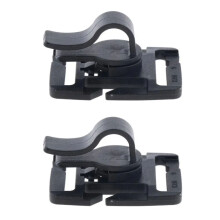 2 Pezzi Clip Regolabili Girevoli a 360 Gradi per Tubo Sacca Acqua per Zaini da Esterno, Plastica Nera Resistente