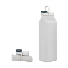 Prenosný skladací silikónový pohár 600 ml, minimalistický cestovný pohár, opakovane použiteľná sivá fľaša na