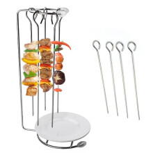 Hängender Grillspießhalter aus Edelstahl mit dicken Spießen, Räucherstäbchenhalter und 4 Haken, robust und langlebig