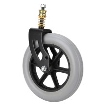 Wheelchair Caster Assembly Front Universal PU Hub Solid Spring Shock Absorber Wheel 10 X 2in Replacement Parts