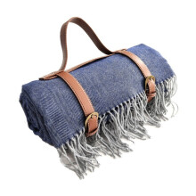Waterproof Thick Tassel Picnic Mat, 200 x 150 cm, Navy Blue, Large Foldable Outdoor Blanket for Beach and Garden