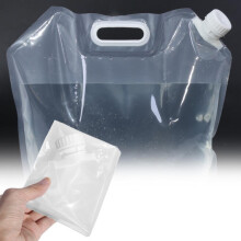 Borsa dell'acqua pieghevole da 5 L bianca con maniglia per sport all'aperto, campeggio, escursionismo e picnic