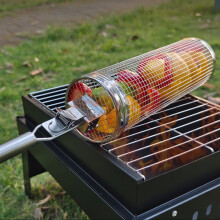 Grillkorb aus rostfreiem Stahl mit Griff, 30 cm Korb und 18 cm Griff, robustes Grillzubehör für Barbecue, langlebig