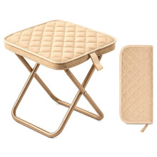 Thickened Padded Handbag Style Portable Folding Stool, Khaki, Lightweight Compact Seat for Travel, Camping, and Outdoor Use